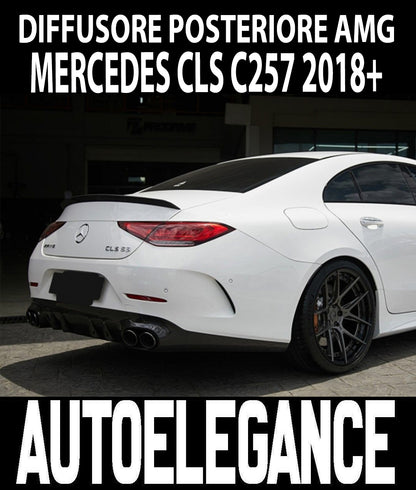 MERCEDES CLS C257 2018+ REAR DIFFUSER WITH BLACK STAINLESS STEEL TIPPER AMG