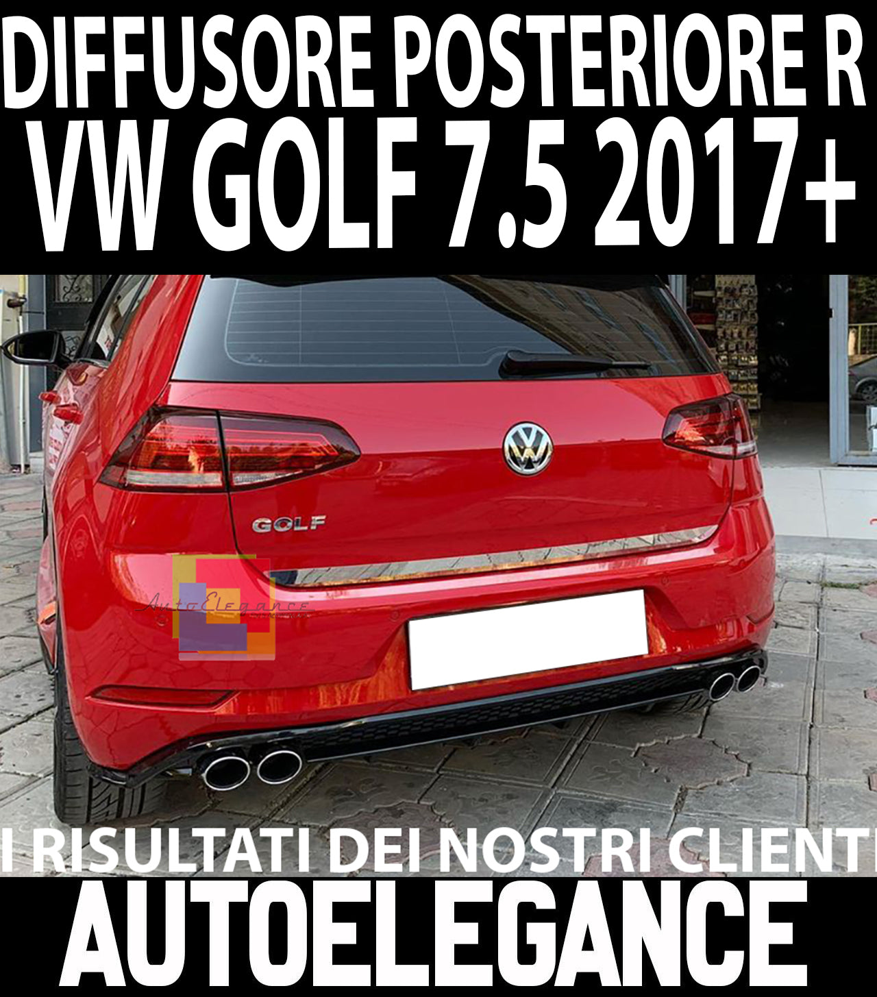 DIFFUSORE SOTTO PARAURTI VW GOLF VII 7.5 2017+ ESTRATTORE POSTERIORE RLINE .-.