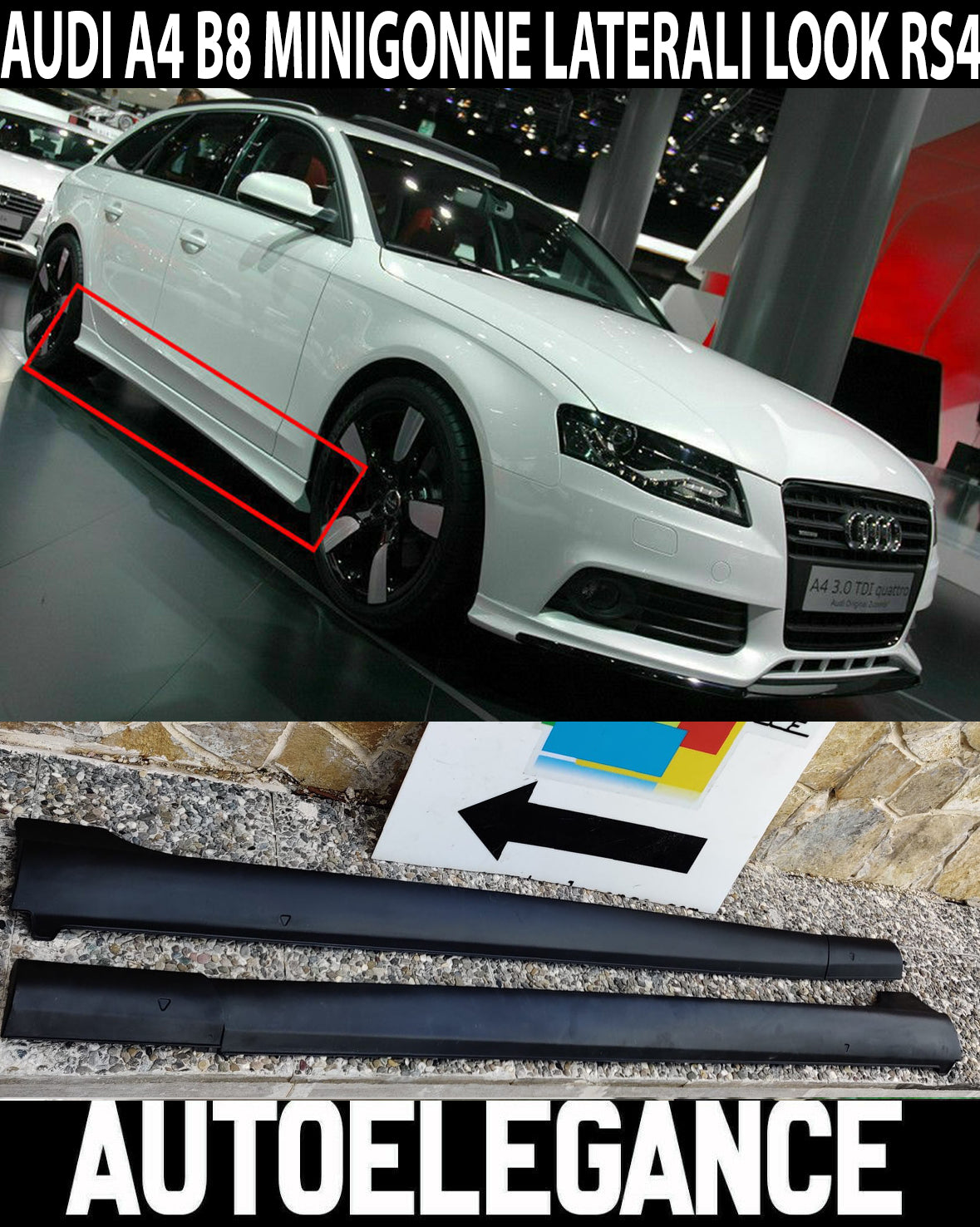 MINIGONNE LATERALI PER AUDI A4 B8 8K 2008-2015 SPORTIVE SOTTO POTA RS4 ABT