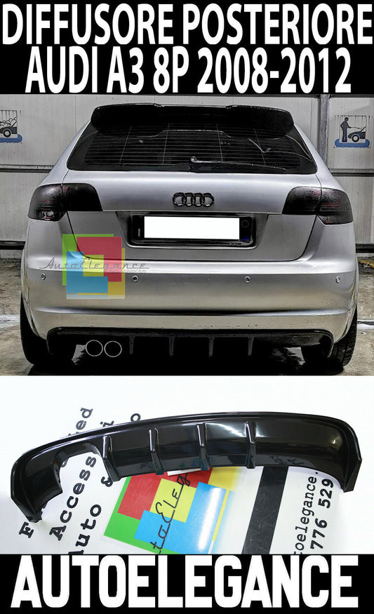 DIFFUSORE POSTERIORE AUDI A3 S3 8P 3 & 5 PORTE 2008-2012 SOTTO PARAURTI RS3