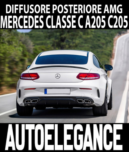 MERCEDES C C205 A205 2014-2019 REAR DIFFUSER ABS STEEL MUFFLERS AMG BLACK