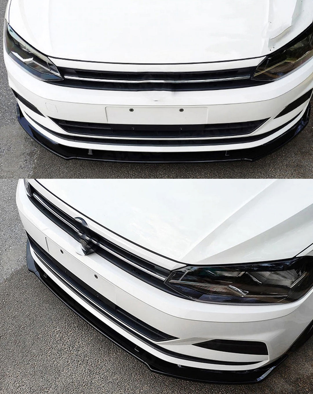 VW POLO AW1 2017+ FRONT BUMPER SPOILER ABS BLACK SPLITTER BLADE 3PCS