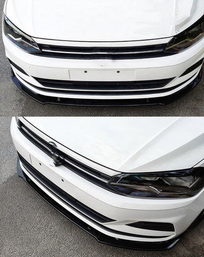 VW POLO AW1 2017+ FRONT BUMPER SPOILER ABS BLACK SPLITTER BLADE 3PCS