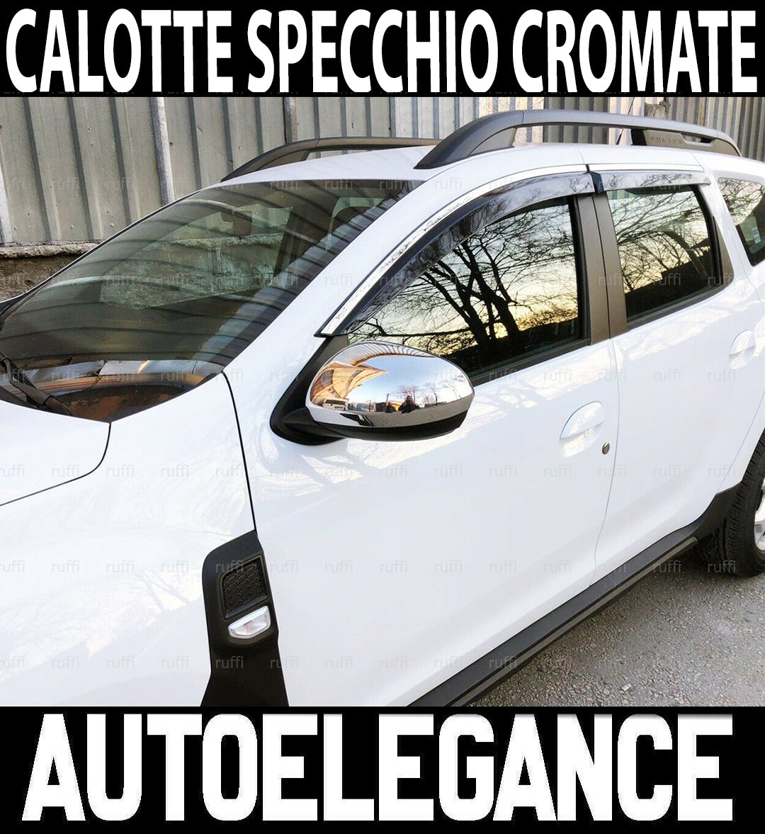 DACIA DUSTER II DAL 2018+ CALOTTE SPECCHIO ADESIVE CROMATE 3M ACCIAIO INOX AUTOELEGANCERICAMBI