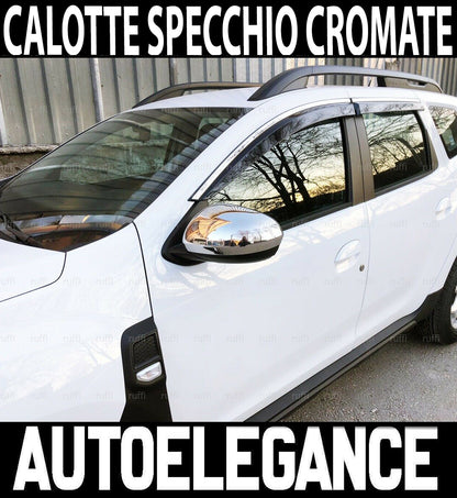 DACIA DUSTER II DAL 2018+ CALOTTE SPECCHIO ADESIVE CROMATE 3M ACCIAIO INOX AUTOELEGANCERICAMBI