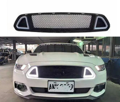 MASCHERINA FORD MUSTANG 2015-2017 GRIGLIA ANTERIORE NERA NIDO D'APE CON LED