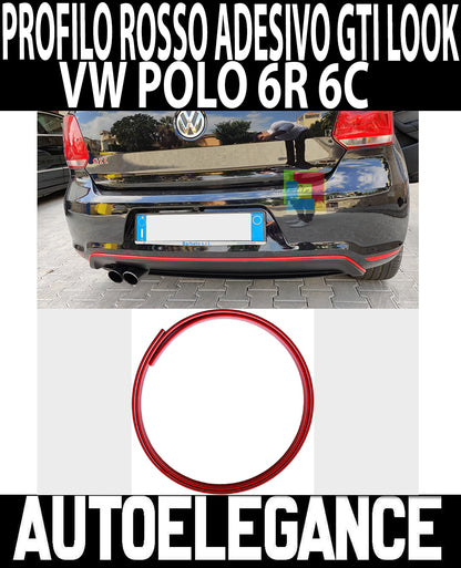 VW POLO 6R 6C GTI PROFILO ROSSO ADESIVO 3M POSTERIORE