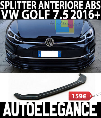 LIP SPOILER UNDER FRONT BUMPER VW GOLF 2016+ 7.5 ABS BLACK SPLITTER BLADE