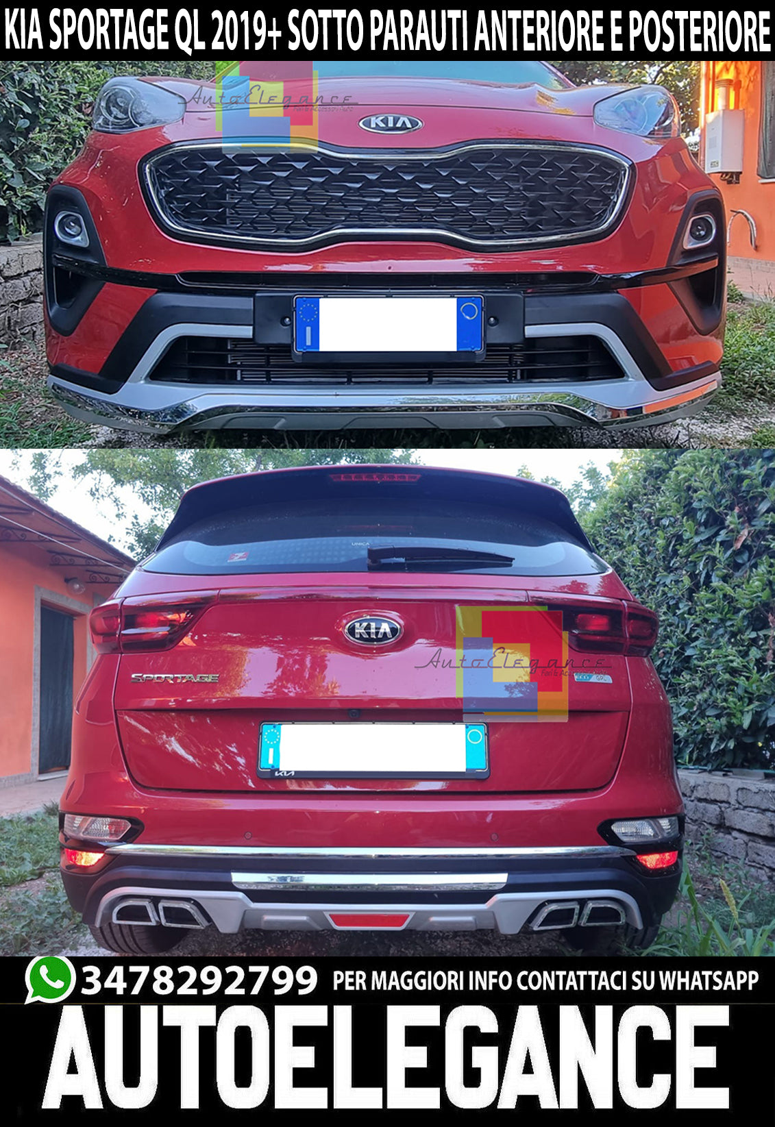 ✔️PARAURTI ANTERIORE+POSTERIORE SPORTIVI KIA SPORTAGE QL 2019-2021 ABS/PLASTICA