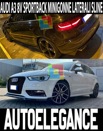 MINIGONNE LATERALI PER AUDI A3 8V SPORTBACK 2012-2019 SOTTO PORTA S3 SLINE ABS