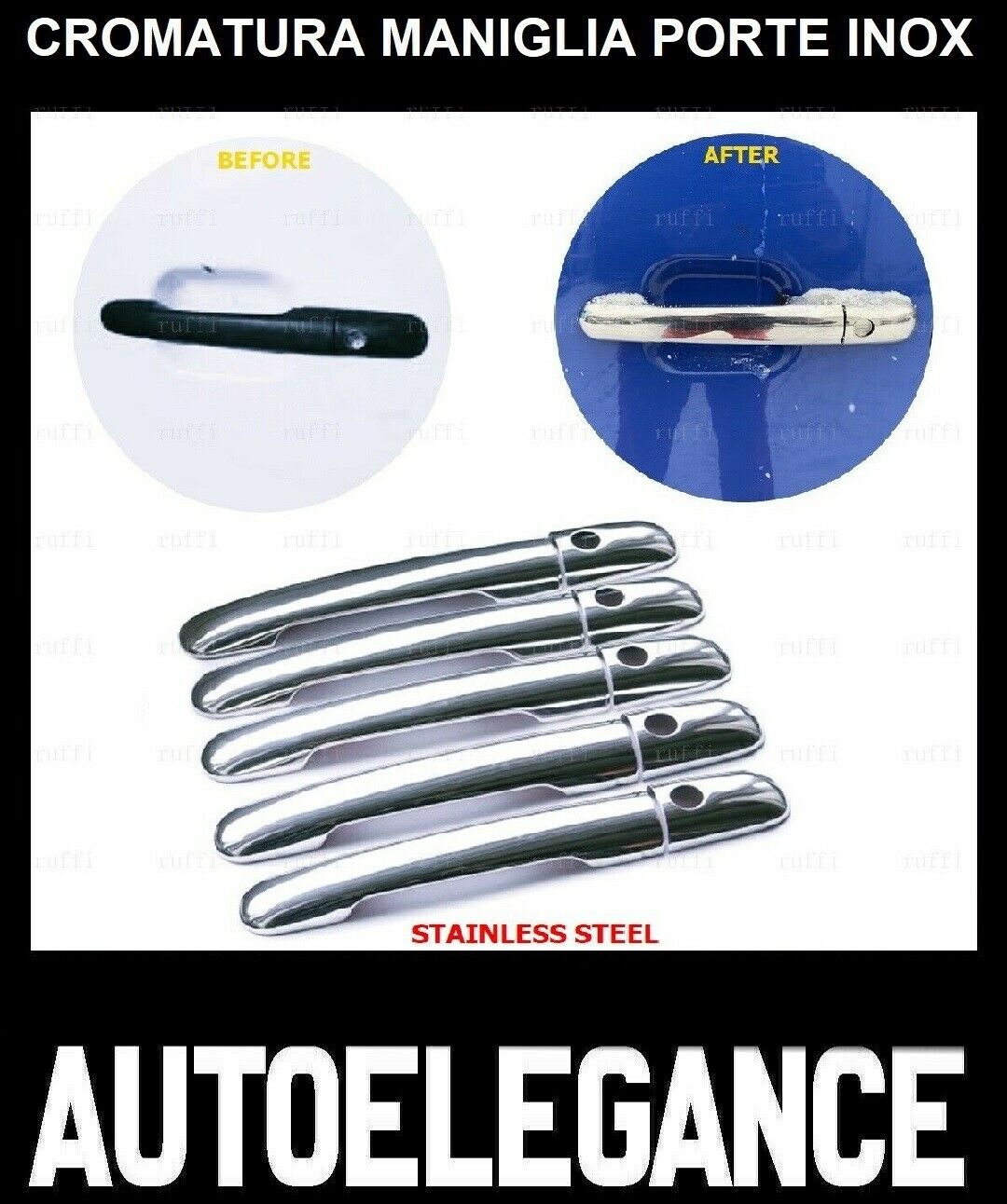 CROMATURA MANIGLIE 5 PORTE MERCEDES VITO W638 1996-2003 INOX ADESIVO 0032 AUTOELEGANCERICAMBI