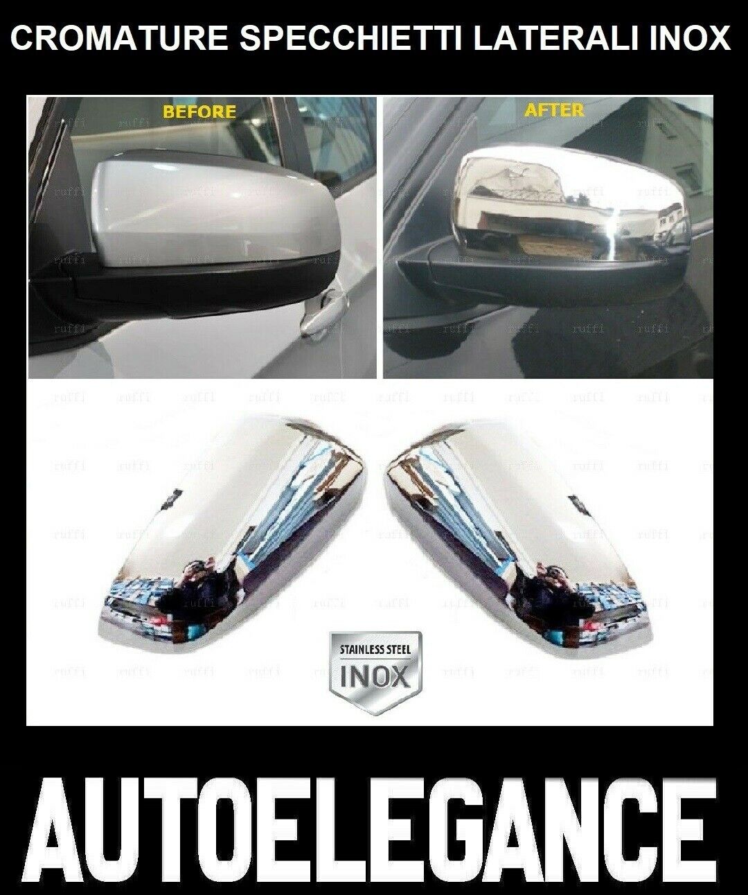 CROMATURA SPECCHIETTI LATERALI BMW X5 E70 2006-2013 ACCIAIO INOX ADESIVO 0032 AUTOELEGANCERICAMBI