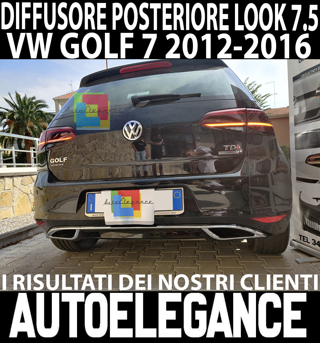 VW GOLF 7 VII 2012 AL 2017 DIFFUSORE POSTERIORE 7.5 LOOK SOTTO PARAURTI ABS