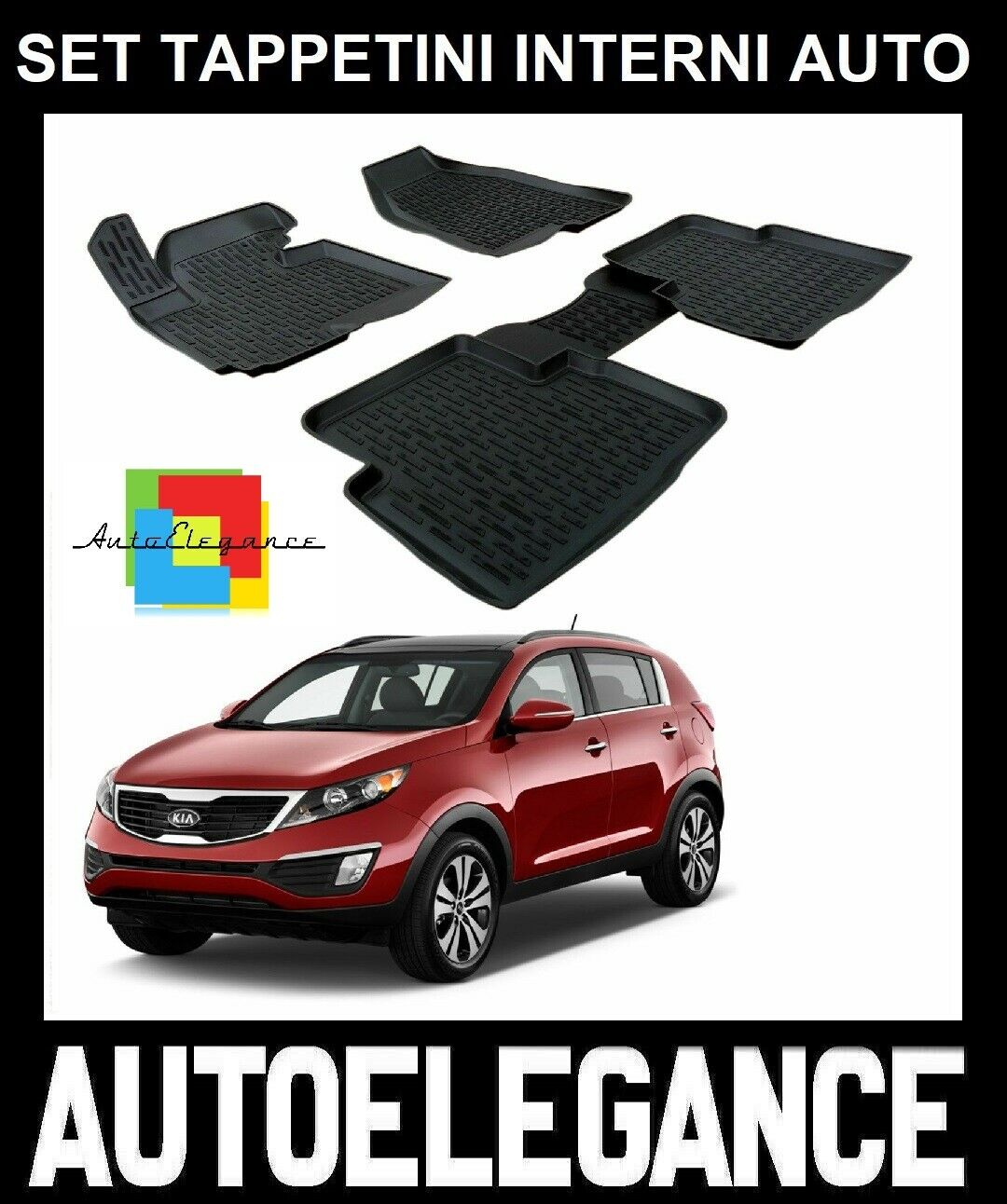 SET OF CAR INTERIOR RUBBER MATS MADE TO MEASURE KIA SPORTAGE 2010-2016 0032