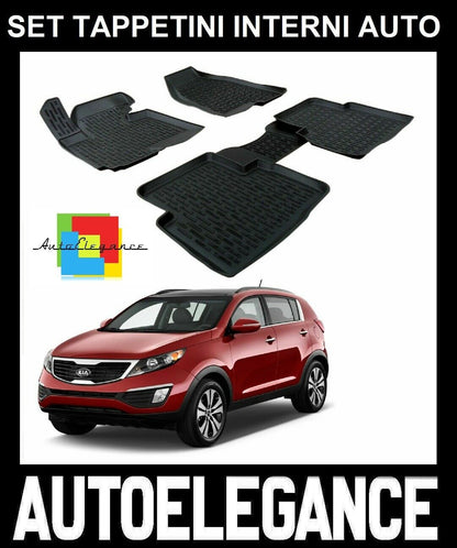 SET OF CAR INTERIOR RUBBER MATS MADE TO MEASURE KIA SPORTAGE 2010-2016 0032