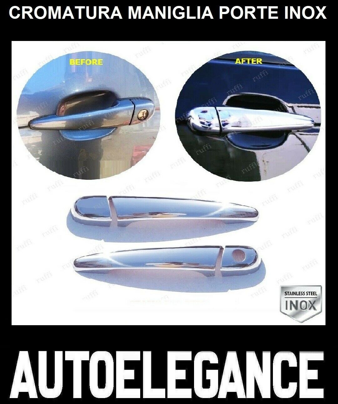 CROMATURA MANIGLIE PORTE BMW 3 E46 1998-2001 ACCIAIO INOX ADESIVO 0032 AUTOELEGANCERICAMBI