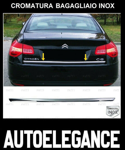 CROMATURA BAGAGLIAIO CITROEN C5 MK3 2008+ ACCIAIO INOX ADESIVO 0032 AUTOELEGANCERICAMBI