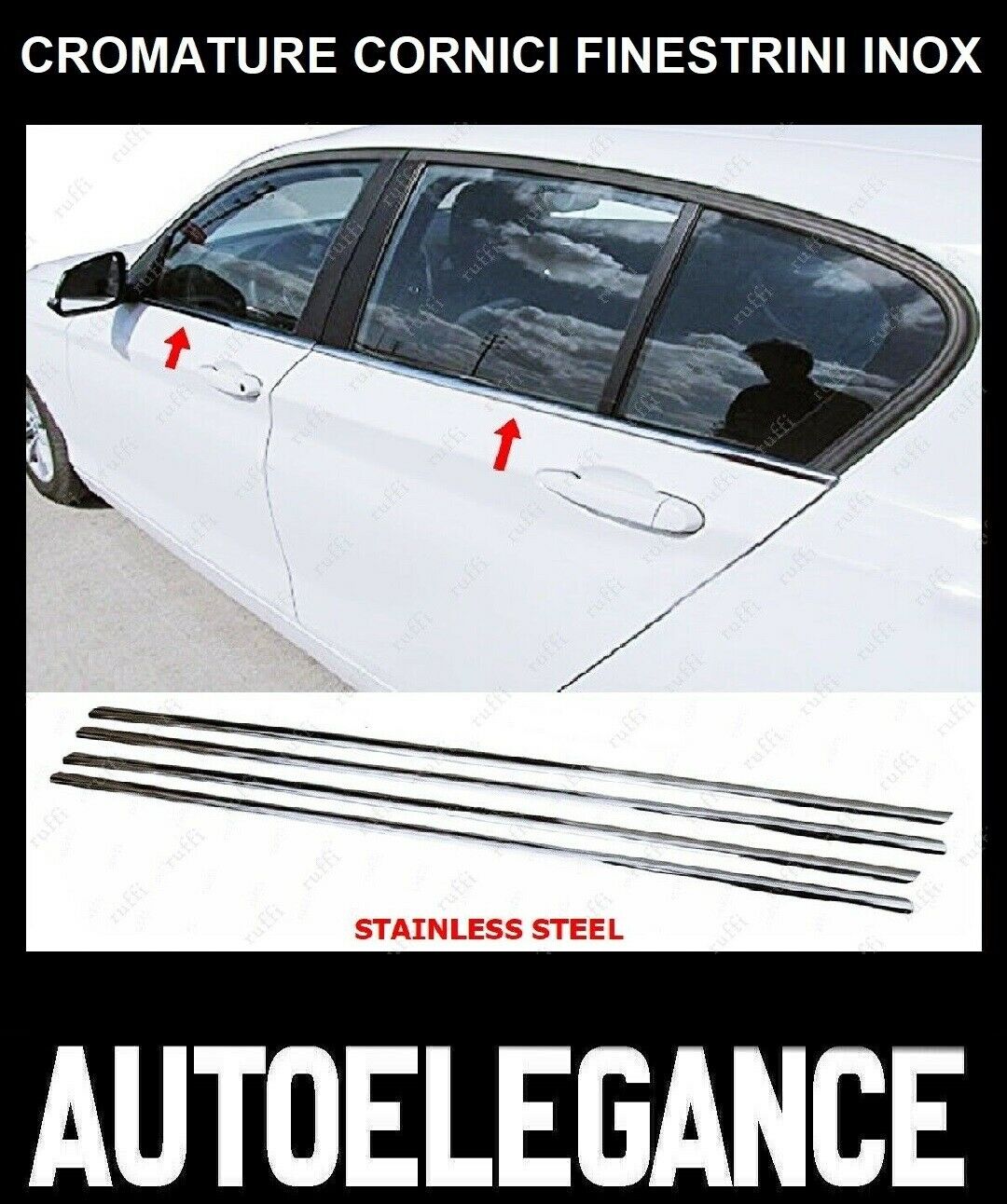 CROMATURA CORNICI FINESTRINI 4PZ BMW 1 F20 F21 2010+ ACCIAIO INOX ADESIVO 0032 AUTOELEGANCERICAMBI