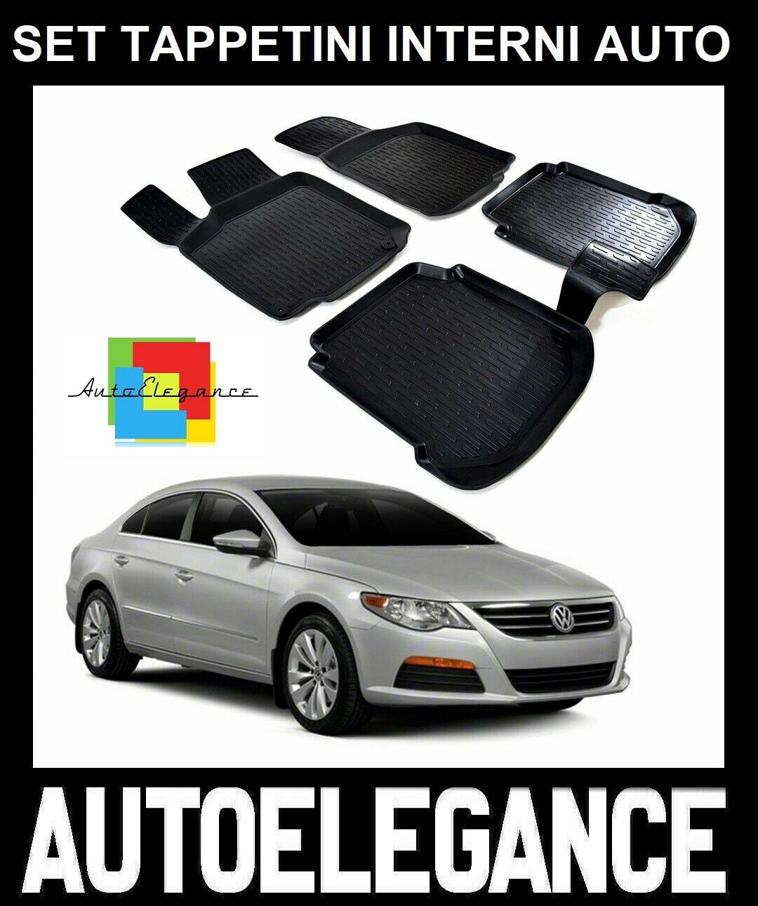 SET OF CUSTOM RUBBER CAR INTERIOR MATS VW Passat CC 2005-2015 0032