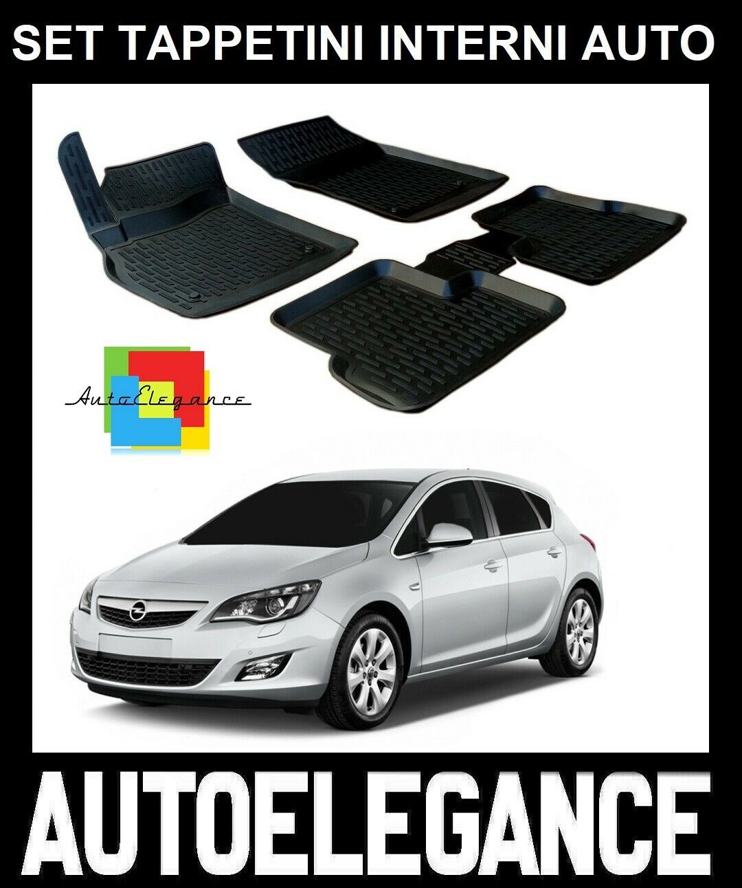 SET OF CAR INTERIOR RUBBER MATS MADE TO MEASURE OPEL ASTRA J 2010-2016 0032