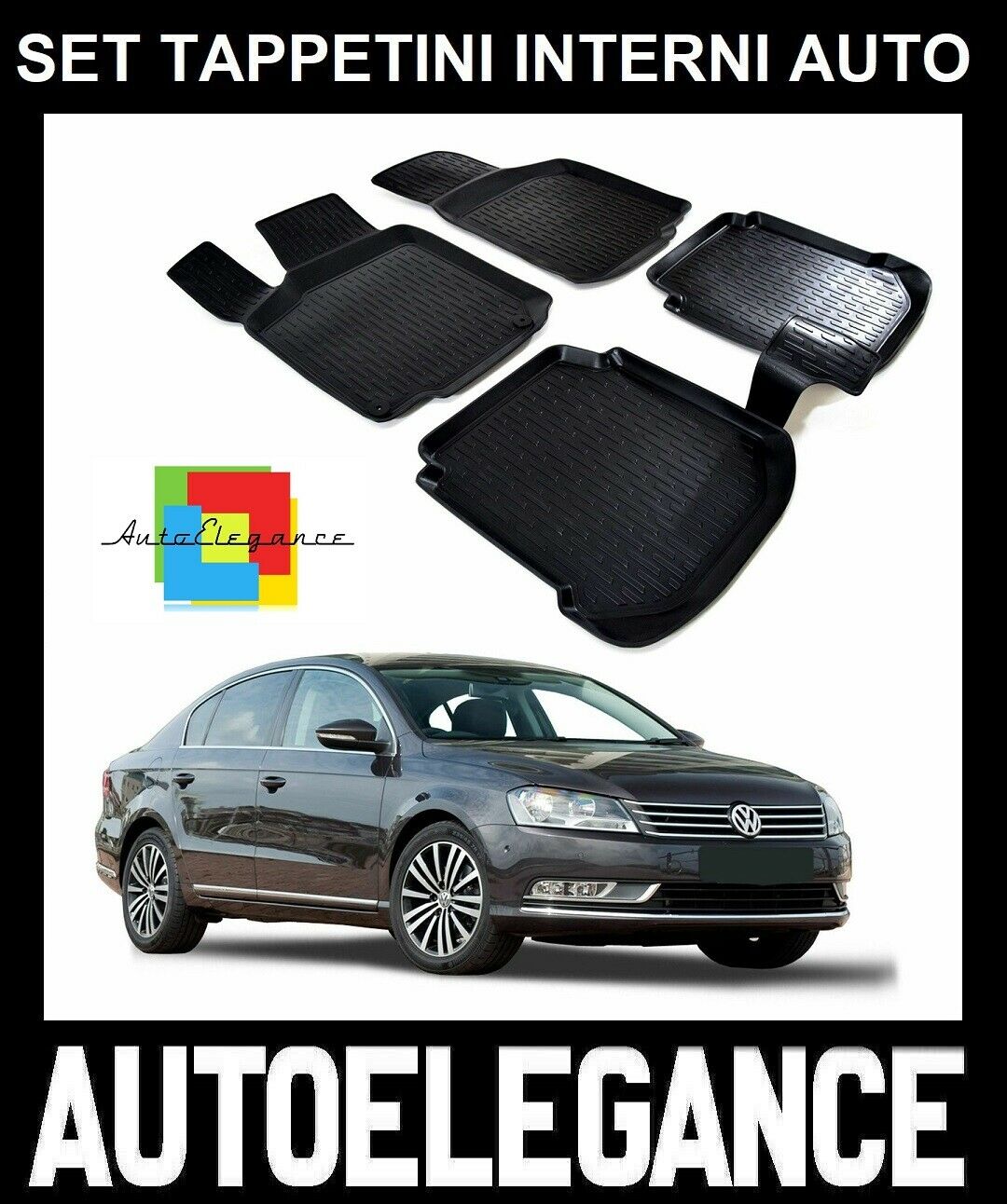 SET OF CUSTOM RUBBER CAR INTERIOR MATS VW Passat B7 2010-2014 0032