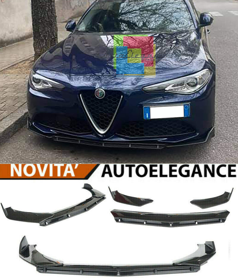 ALFA ROMEO 2015-2021 GIULIA SPLITTER PARAURTI ANTERIORE NERO LUCIDO AUTOELEGANCERICAMBI
