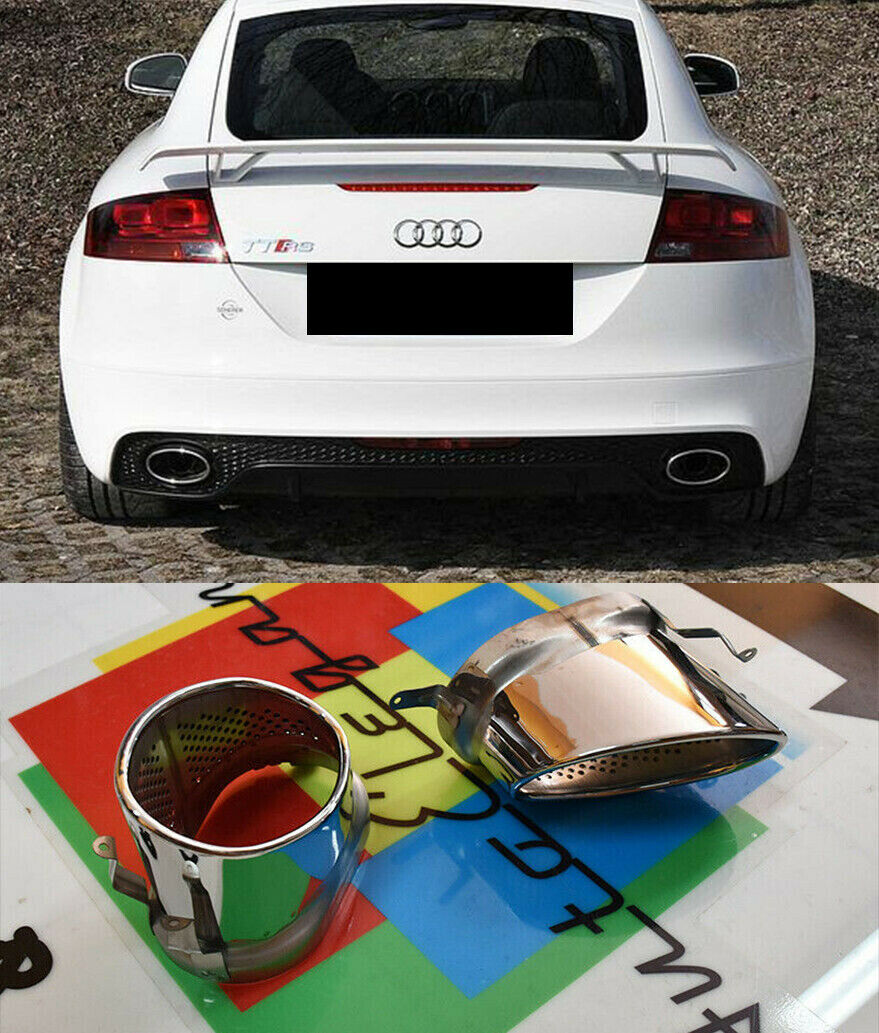 COPPIA TERMINALI DI SCARICO AUDI TT 8J OVALI ACCIAIO LOOK RSTT AUTOELEGANCERICAMBI