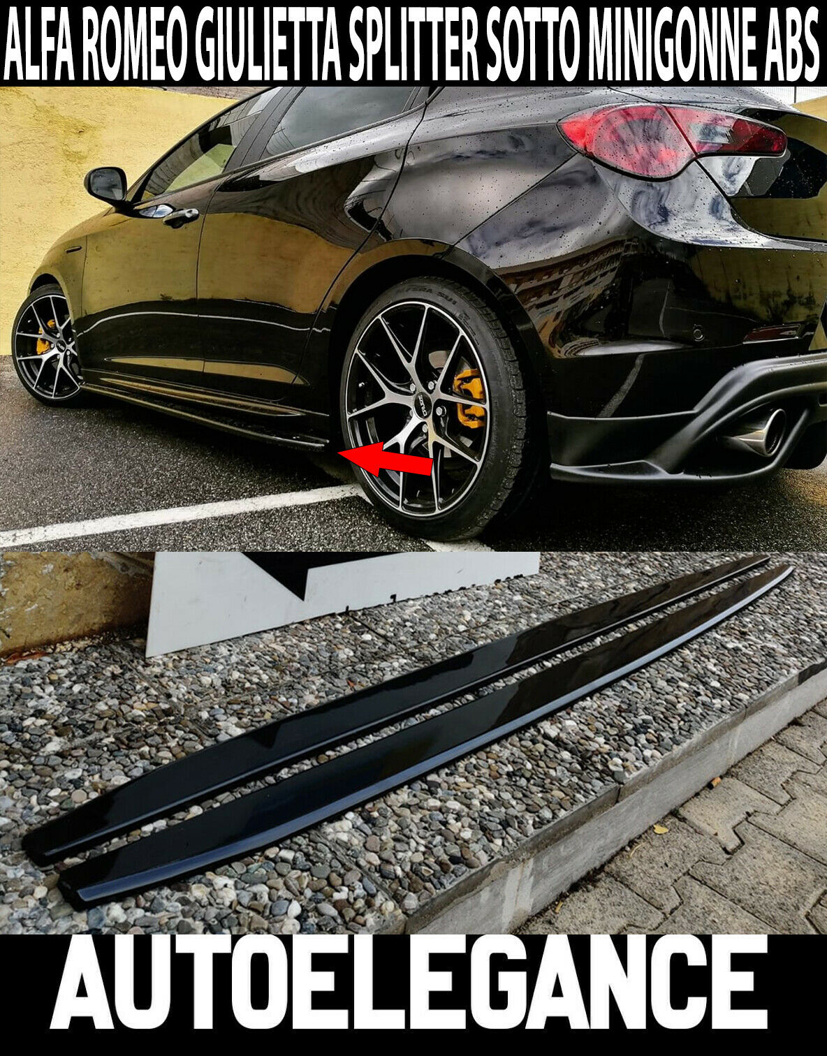 ALFA ROMEO GIULIETTA 2010-2020 FLAPS SOTTO MINIGONNE ABS NERO LUCIDO SPLITTER AUTOELEGANCERICAMBI