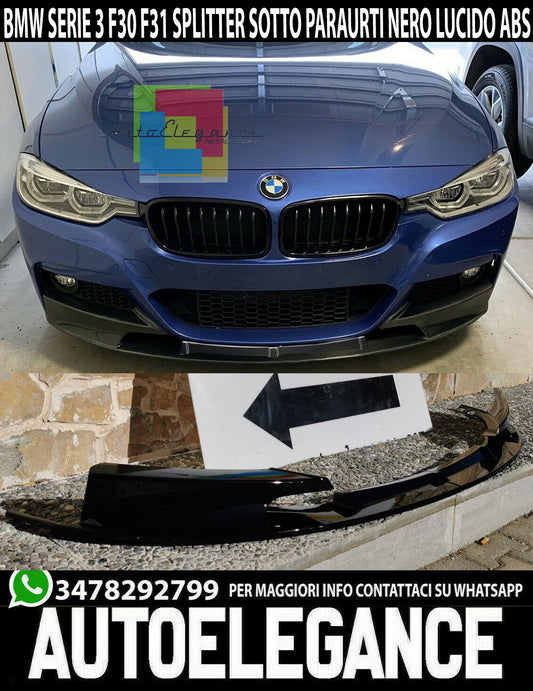 LAMA BMW SERIE 3 F30 F31 SOTTO PARAURTI ANTERIORE ABS LUCIDO SPLITTER