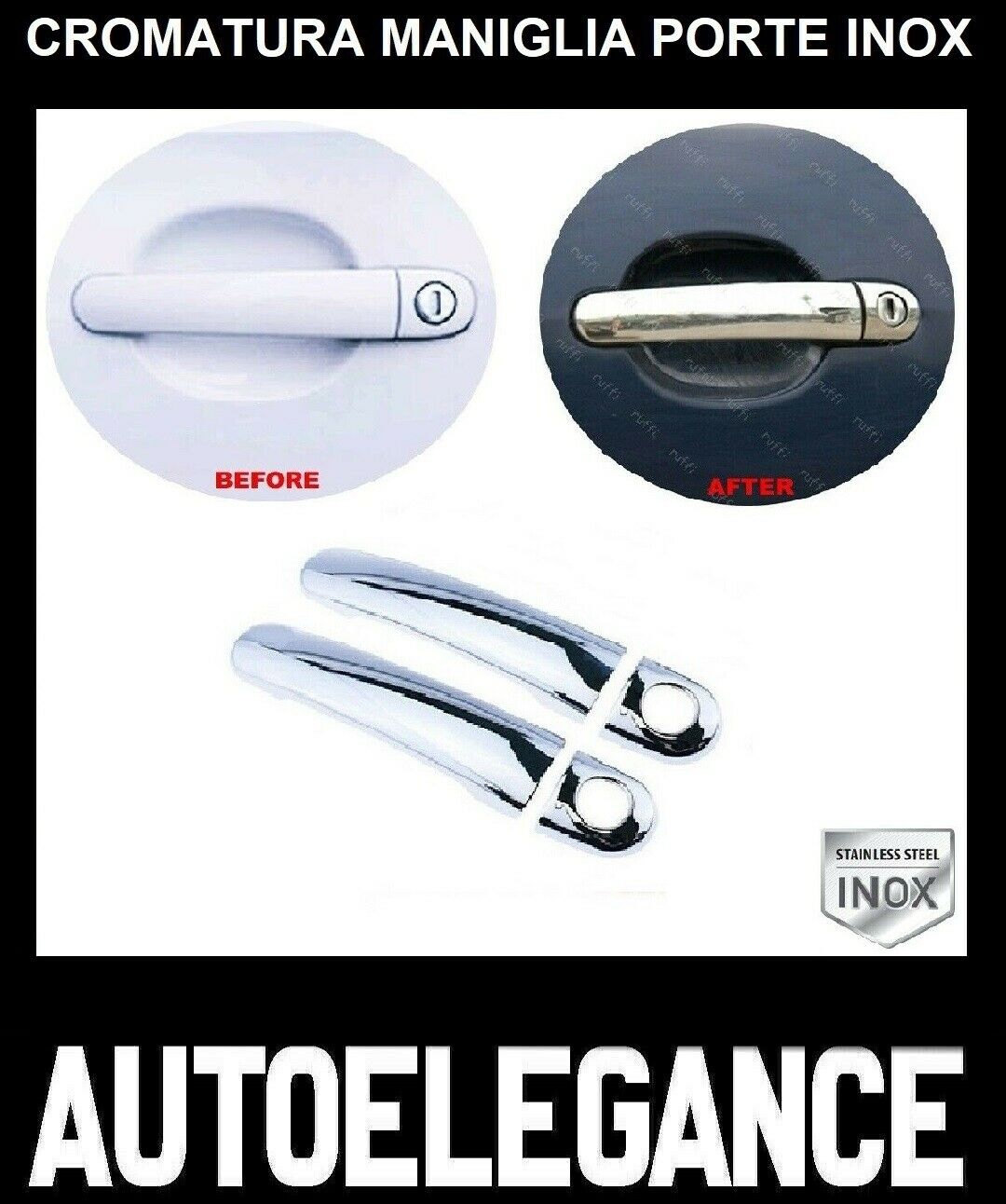 CROMATURA MANIGLIE PORTE AUDI TT/Roadster 1998-2014 CL ACCIAIO INOX ADESIVO 0032 AUTOELEGANCERICAMBI