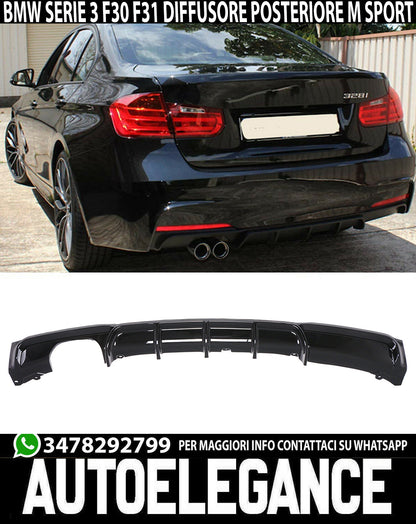 DIFFUSORE SOTTO PARAURTI BMW SERIE 3 F30 F31 LOOK M SPORT NERO LUCIDO