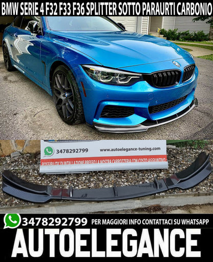 SPLITTER FOR BMW 4 SERIES F32 F33 F36 FRONT UNDER BUMPER M SPORT CARBON