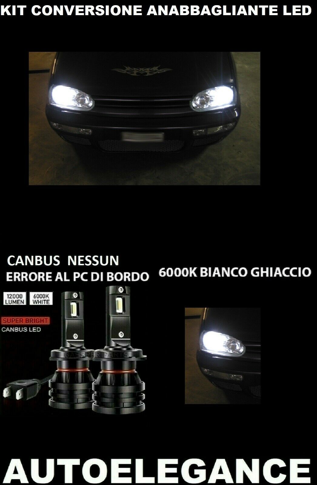 VW GOLF III LED LOW BEAM HEADLIGHTS 16.000LM CAMBUS 0032