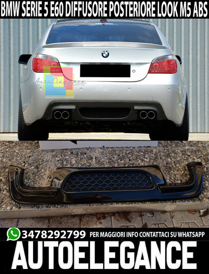 SOTTO PARAURTI POSTERIORE BMW SERIE 5 E60 DIFFUSORE M5 LOOK ABS NERO LUCIDO