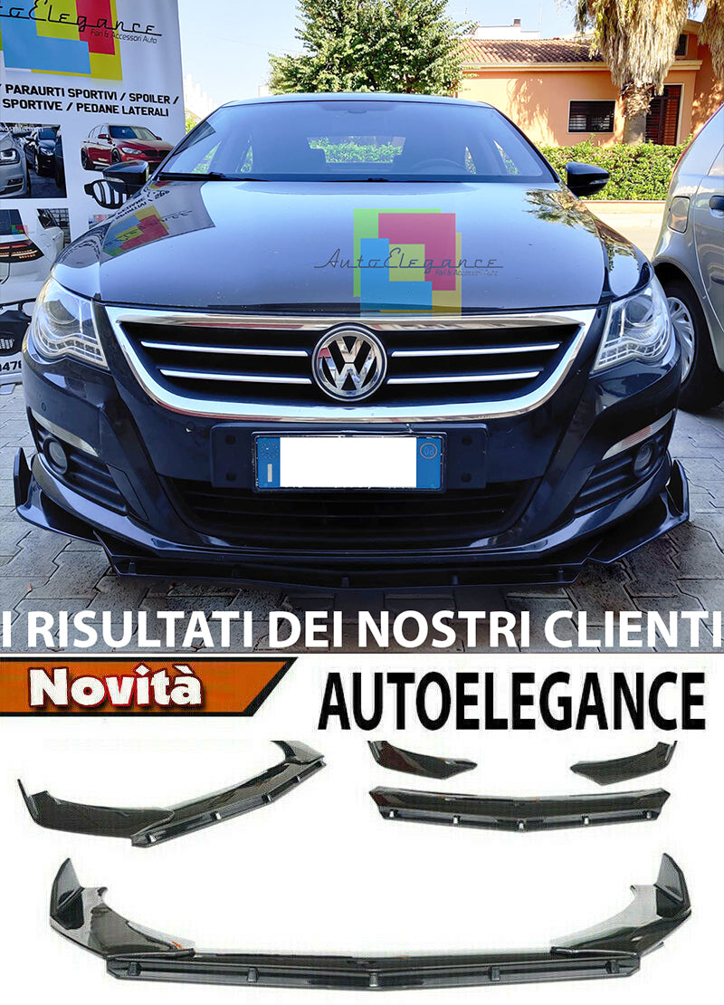 VW PASSAT CC 2008-2012 FRONT BUMPER SPLITTER GLOSS BLACK RS LOOK - 3P -