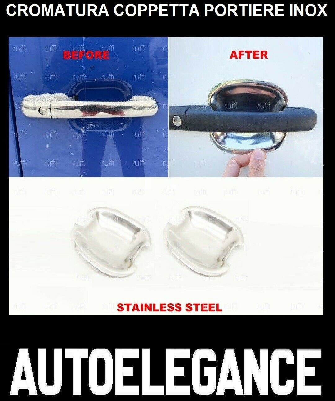 CROMATURA COPPETTA 2 PORTE MERCEDES SPRINTER W601 1995-2006 INOX ADESIVO 0032 AUTOELEGANCERICAMBI
