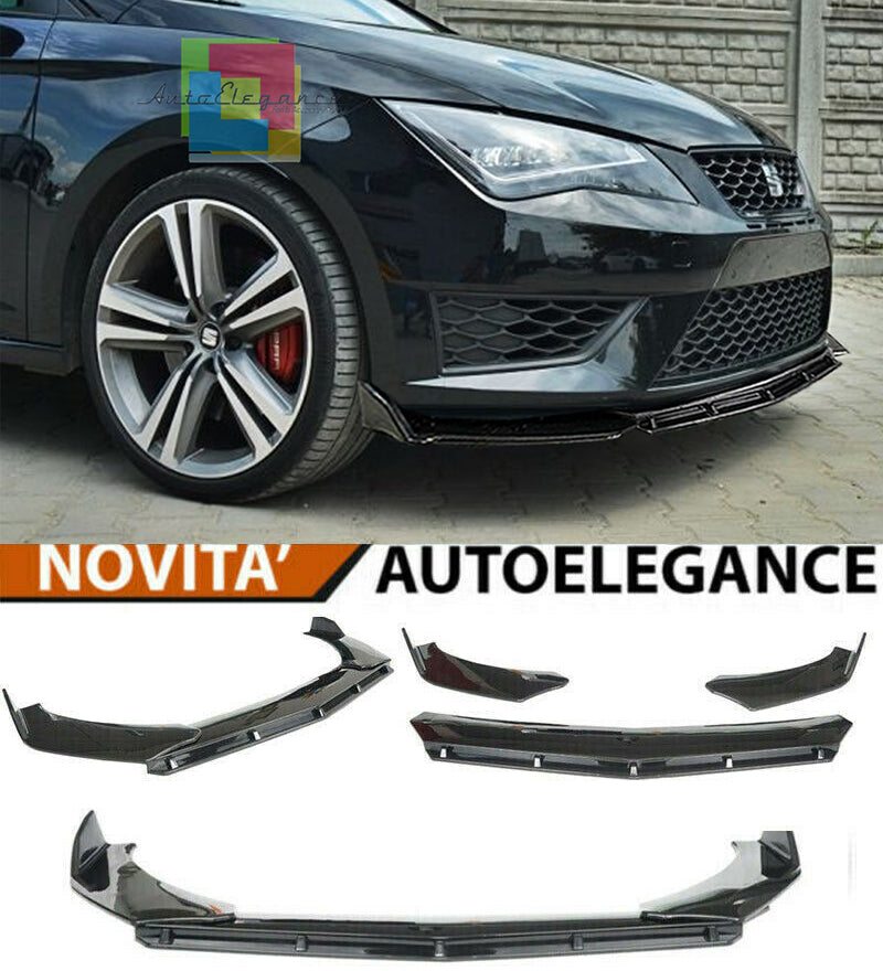 SEAT LEON 5F 2012-2020 FRONT BUMPER SPLITTER GLOSS BLACK RS LOOK
