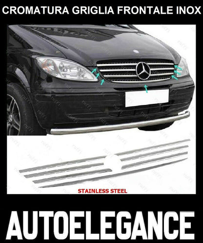 CROMATURA GRIGLIA FRONTALE 7PZ MERCEDES VITO W639 2003-2014 INOX ADESIVO 0032 AUTOELEGANCERICAMBI