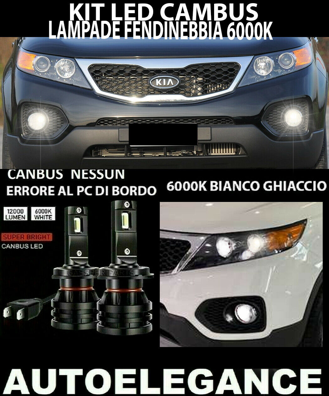 KIA SORENTO MK2 LED FOG LIGHTS 10.000LM CAMBUS 0032