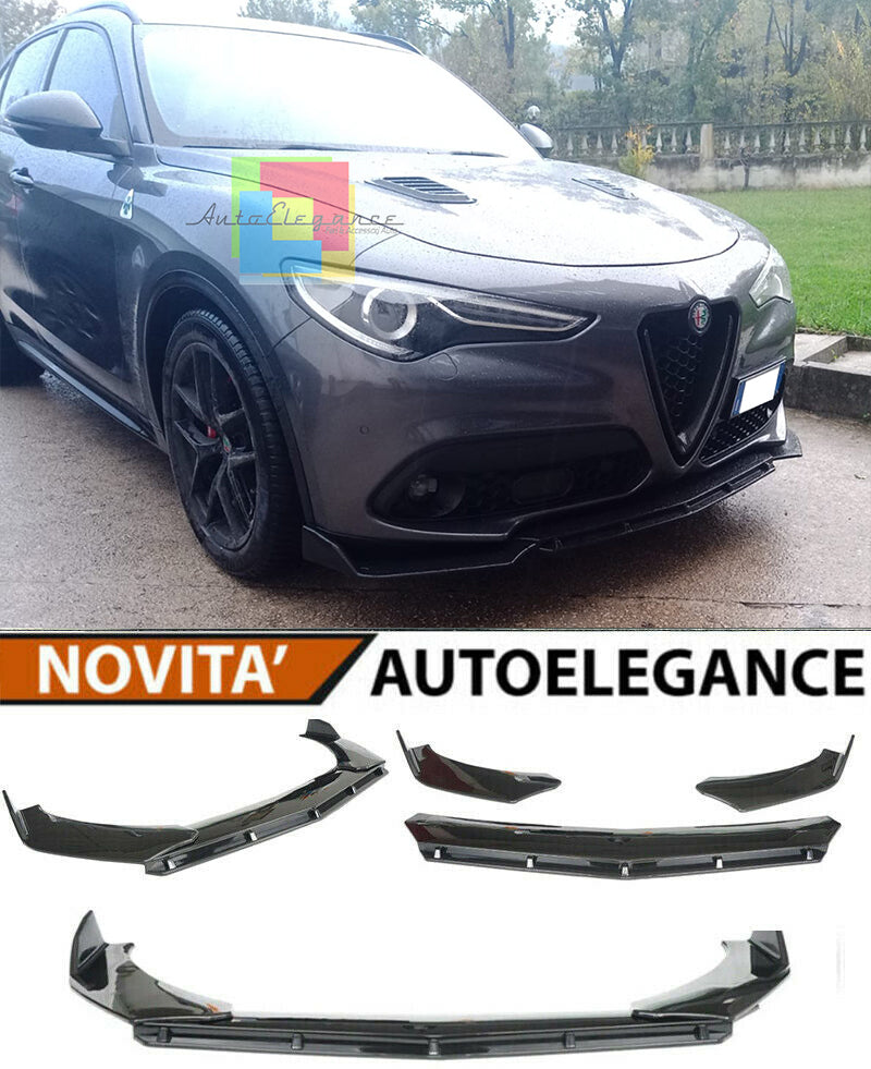 ALFA ROMEO STELVIO FRONT BUMPER SPLITTER BLADE GLOSSY BLACK RS LOOK
