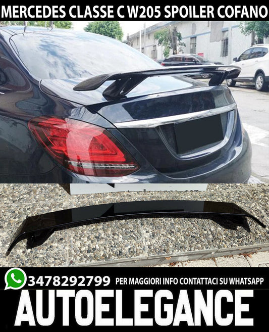 ALETTONE SUL COFANO MERCEDES CLASSE C W205 SPOILER POSTERIORE AMG NERO LUCIDO AUTOELEGANCERICAMBI