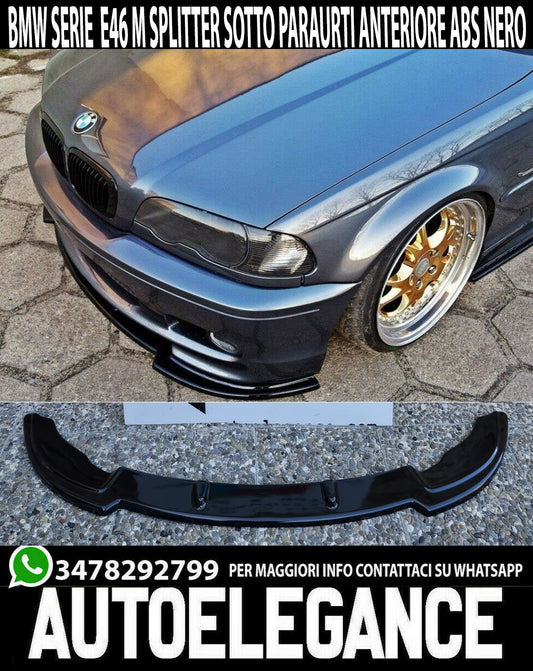LAMA BMW SERIE 3 E46 M3 SOTTO PARAURTI ANTERIORE ABS NERO LUCIDO SPLITTER