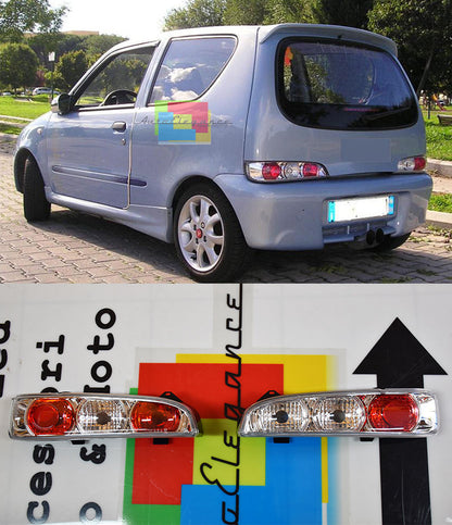 FARI POSTERIORI FONDO CROMATO FIAT 600 SEICENTO 1998+ LOOK TUNING