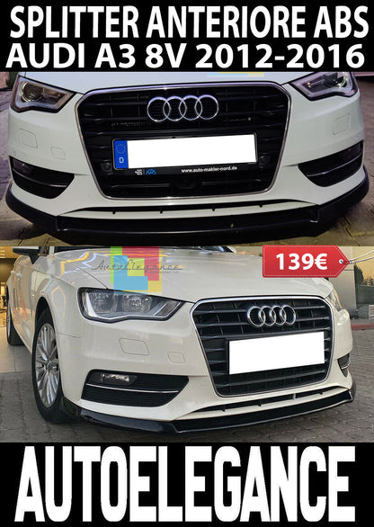 SPLITTER UNDER FRONT BUMPER AUDI A3 8V STANDARD 2012-2015 ABS SPOILER