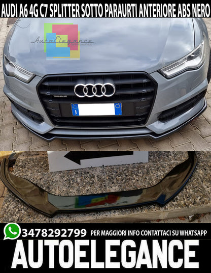 AUDI A6 4G C7 LIP SPLITTER GLOSSY BLACK UNDER FRONT BUMPER ABS