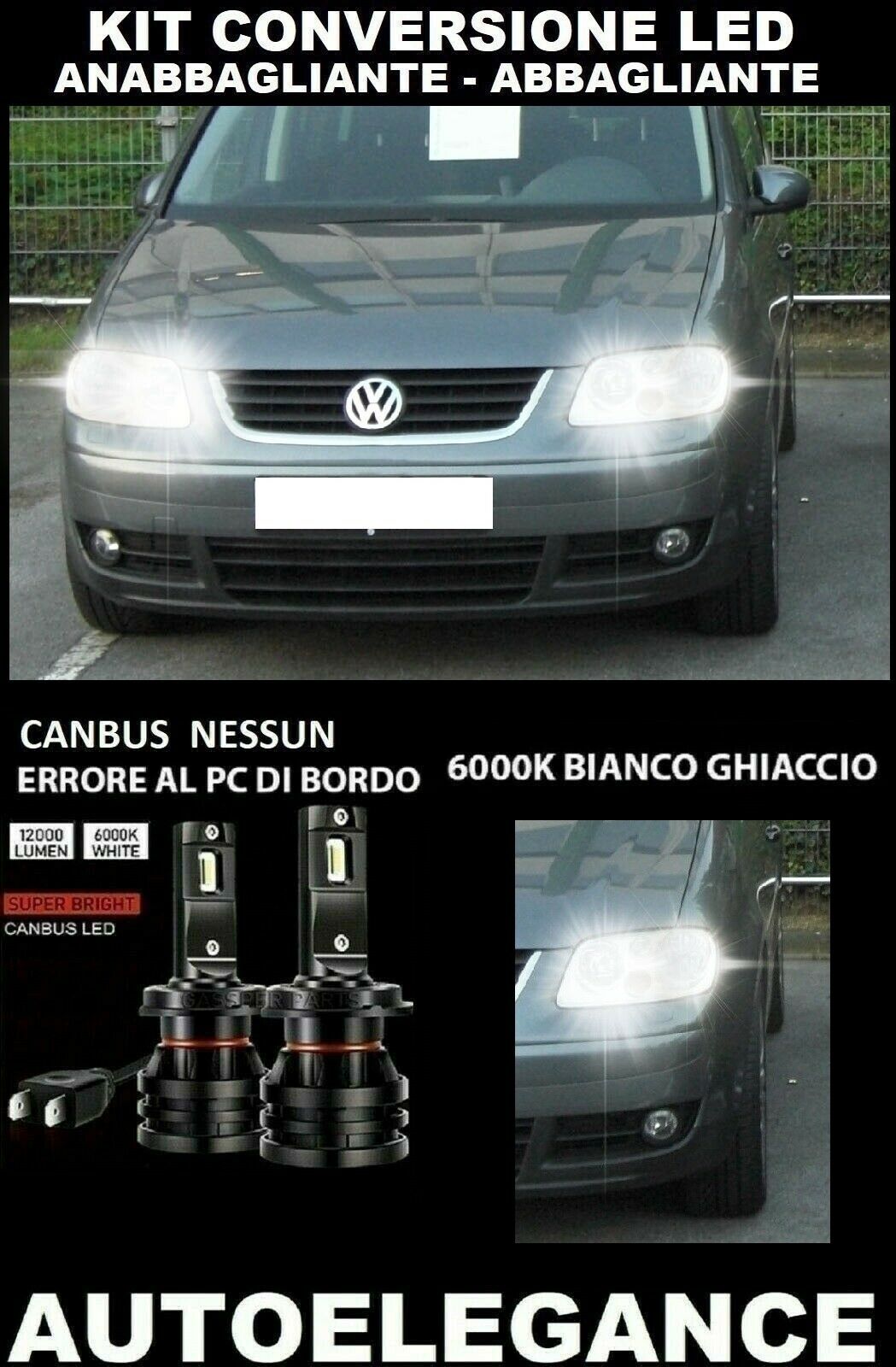 VW TOURAN 1T1 LOW BEAM HIGH BEAM LED 16.000LM CAMBUS 0032