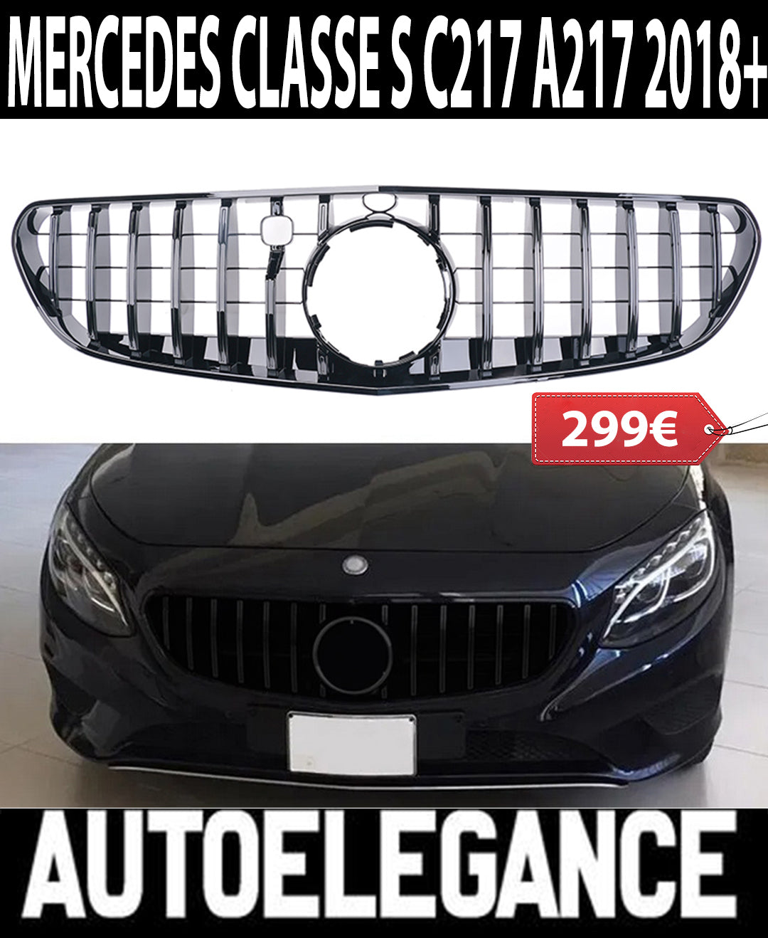 MERCEDES S-CLASS C217 A217 2018+ AMG DESIGN FRONT GRILLE BLACK