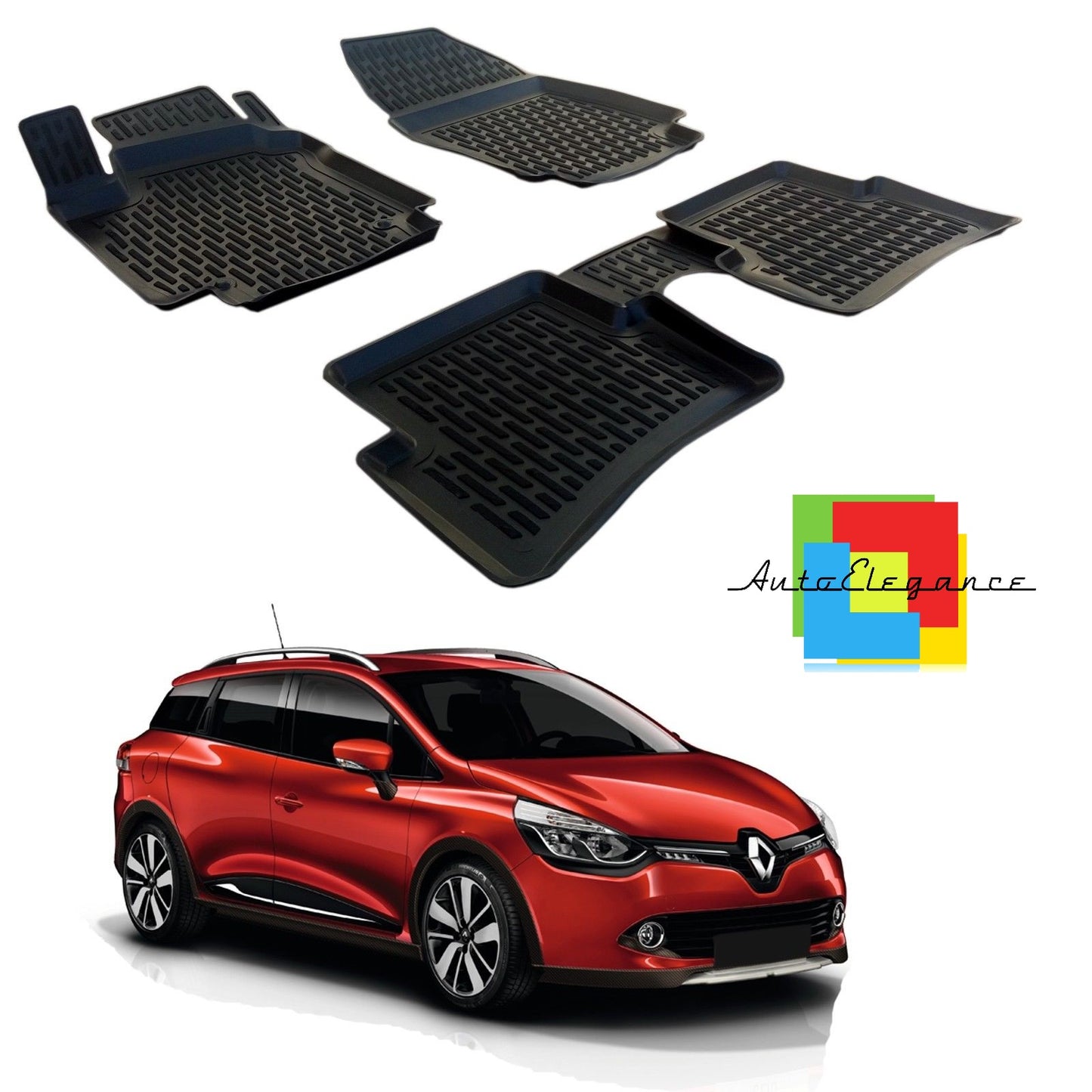 SET OF CUSTOM RUBBER CAR INTERIOR MATS FOR RENAULT CLIO 2012-2019 0032