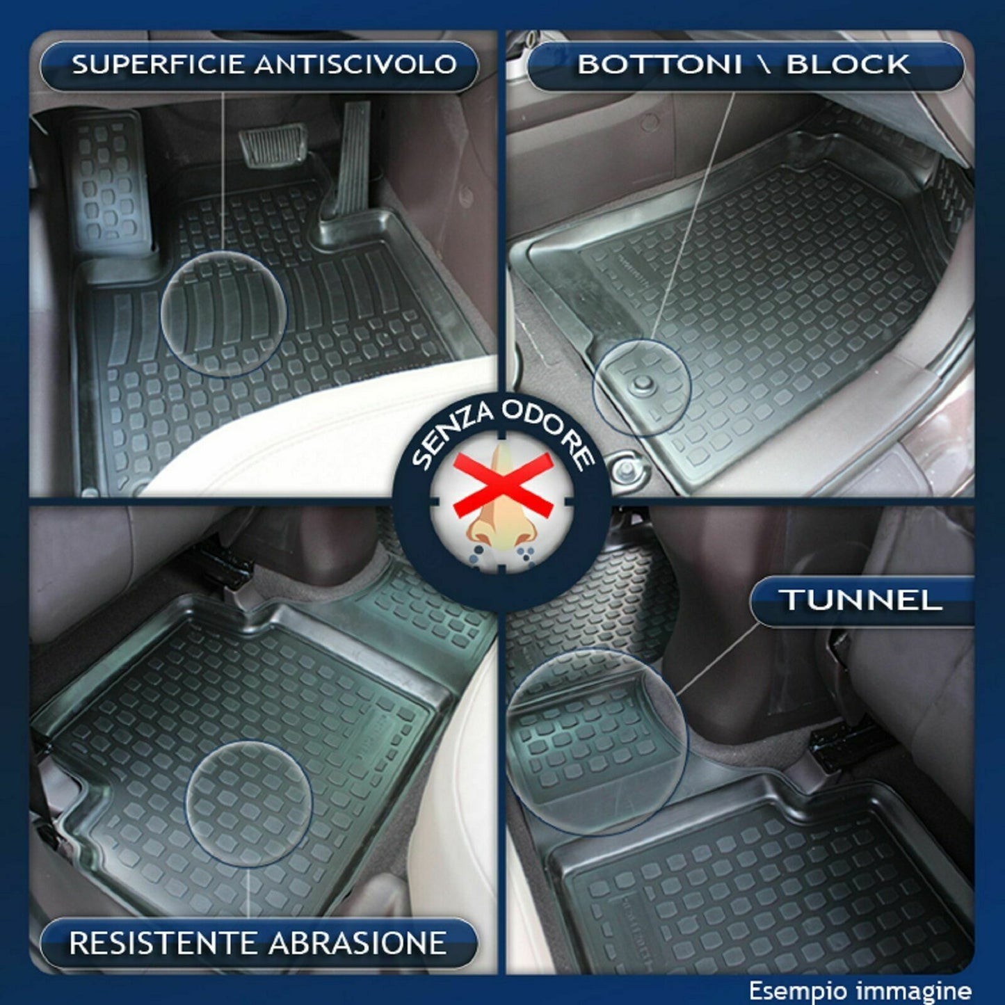 SET TAPPETINI INTERNI AUTO IN GOMMA SU MISURA FIAT 500X 2014+TAPPETI -AT-