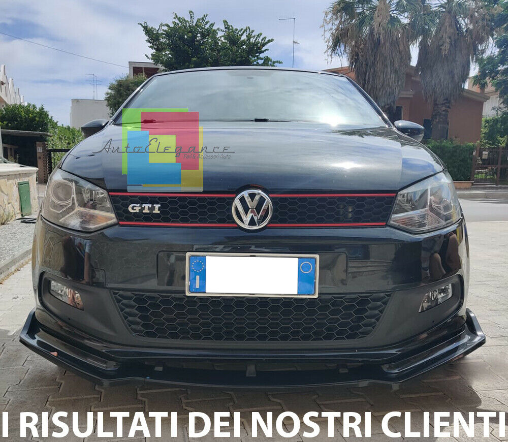 0213 VW POLO 6R 6C SPLITTER PARAURTI ANTERIORE NERO LUCIDO LOOK RS AUTOELEGANCERICAMBI